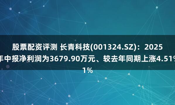 股票配资评测 长青科技(001324.SZ):2025年中报净利润为3679.90万元、较去年同期上涨4.51%